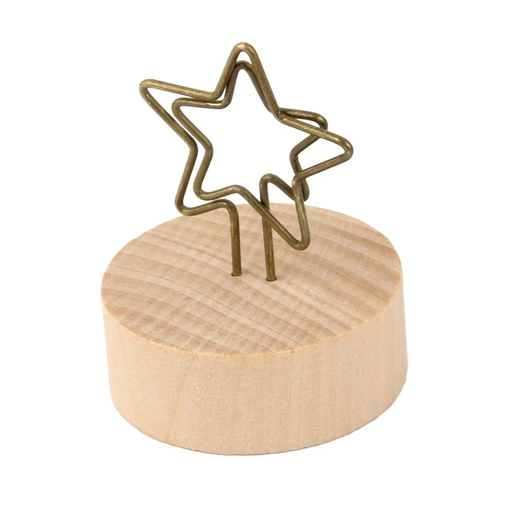 

3 Pcs Holder Metal Clip Wooden Holder Photo Stand Memo Clip Note Placeholders Desk Organizer Home Office Decor
