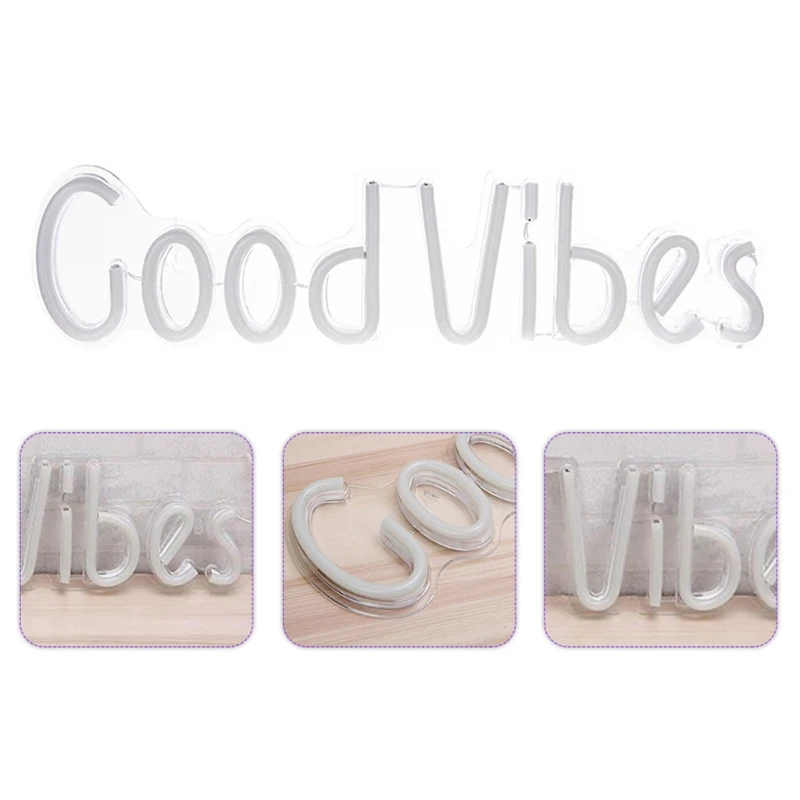 

Light Sign LED Good Vibes Night Lights USB Operated Decorative 19.6" 4.9"