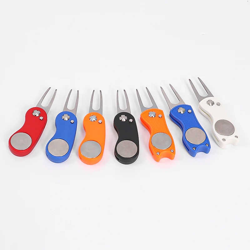 Magnetic Ball Marker Golf Divot Repair Tool Golf TrainingAids Pitch Alloy Divot Tool Metal Golf Pitch Fork Golf Acccessories