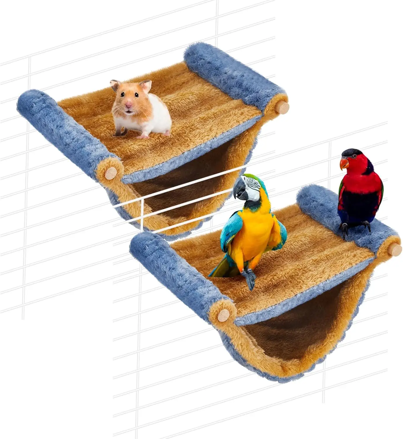 

2 Pcs Winter Warm Rat Hammo Double Layer Pet Ferret Hammo Hanging Soft Plush Guinea Pig Bunk Bed For Cage Sleep Chinchilla