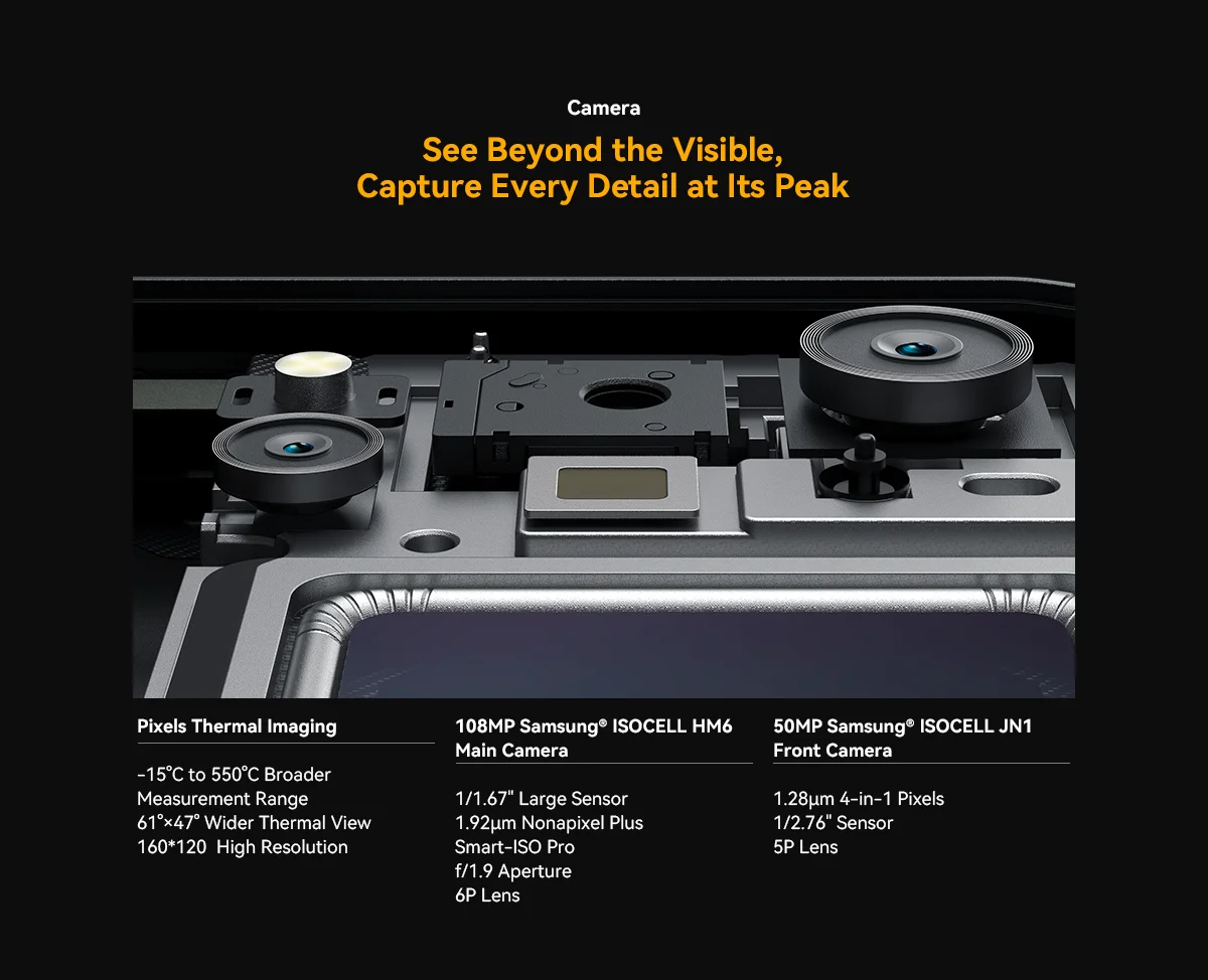 Blackview OSCAL PILOT 6 Thermal Imaging Rugged Smartphone MTK G100 6.67' 2.4K Display 120Hz, 12GB 256GB, 10000mAh Phones Dual 4G