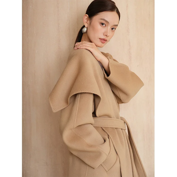 UMI MAO 양면 울 코트 여성 가을 ​​겨울 양모 대형 옷깃 중간 길이 울 코트 여성 오버코트