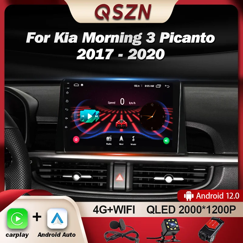 

QSZN For Kia Morning 3 Picanto 2017-2020 Car Radio Multimedia Video Player GPS 4G Carplay Android 12 Autoradio 2K QLED Head Unit