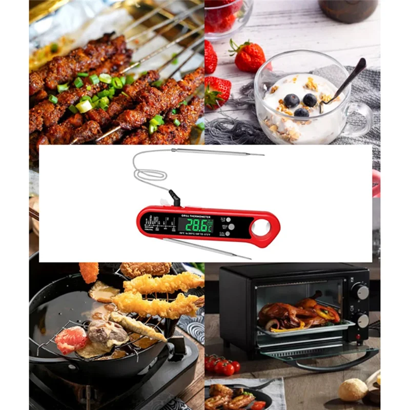 

ABBP-Цифровой термометр для мяса, электронный термометр с открывалкой для бутылок, водонепроницаемый, с подсветкой для барбекю, кухонного гриля