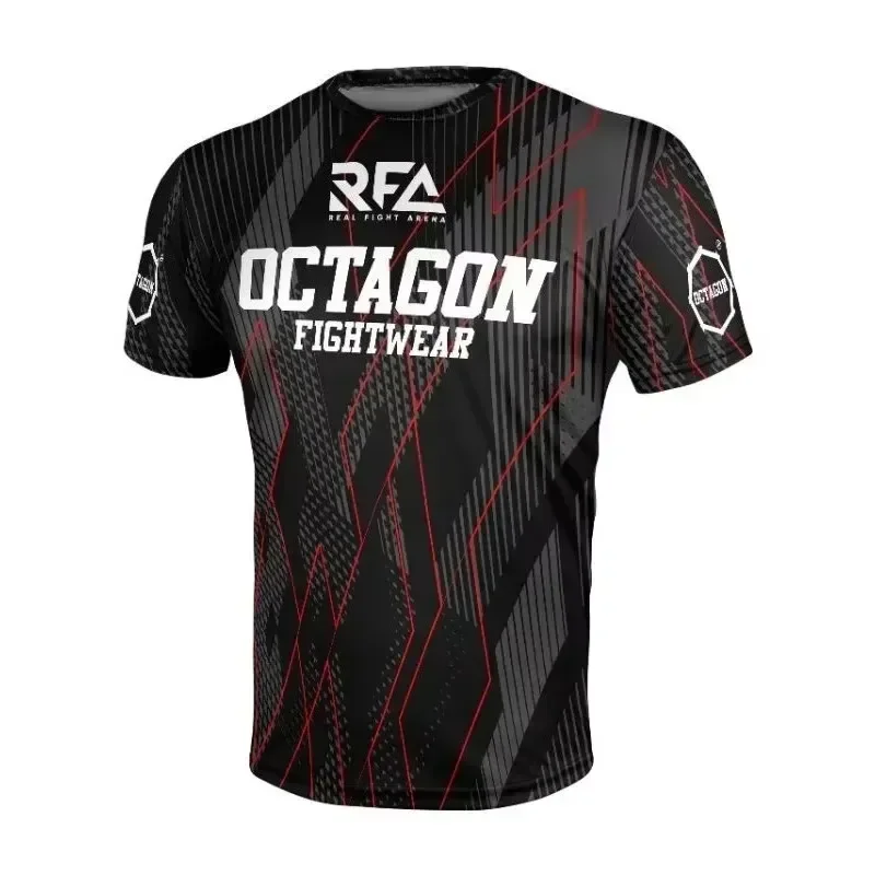 Shorts Confortáveis e Respiráveis, Camiseta Casual Octagon RFA MMA para Homens e Mulheres, Secagem Rápida, Roupa de Luta, Camiseta de Treino Atlético,
