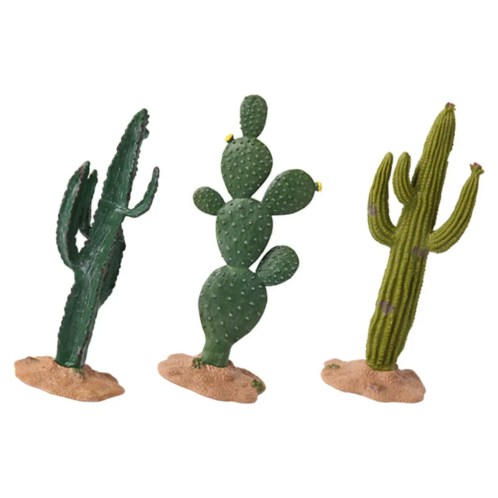 

3pcs Simulated Cactus Figurines Artificial Plant Decor For Home Office Desktop Tabletop Garden Sand Table Decoration