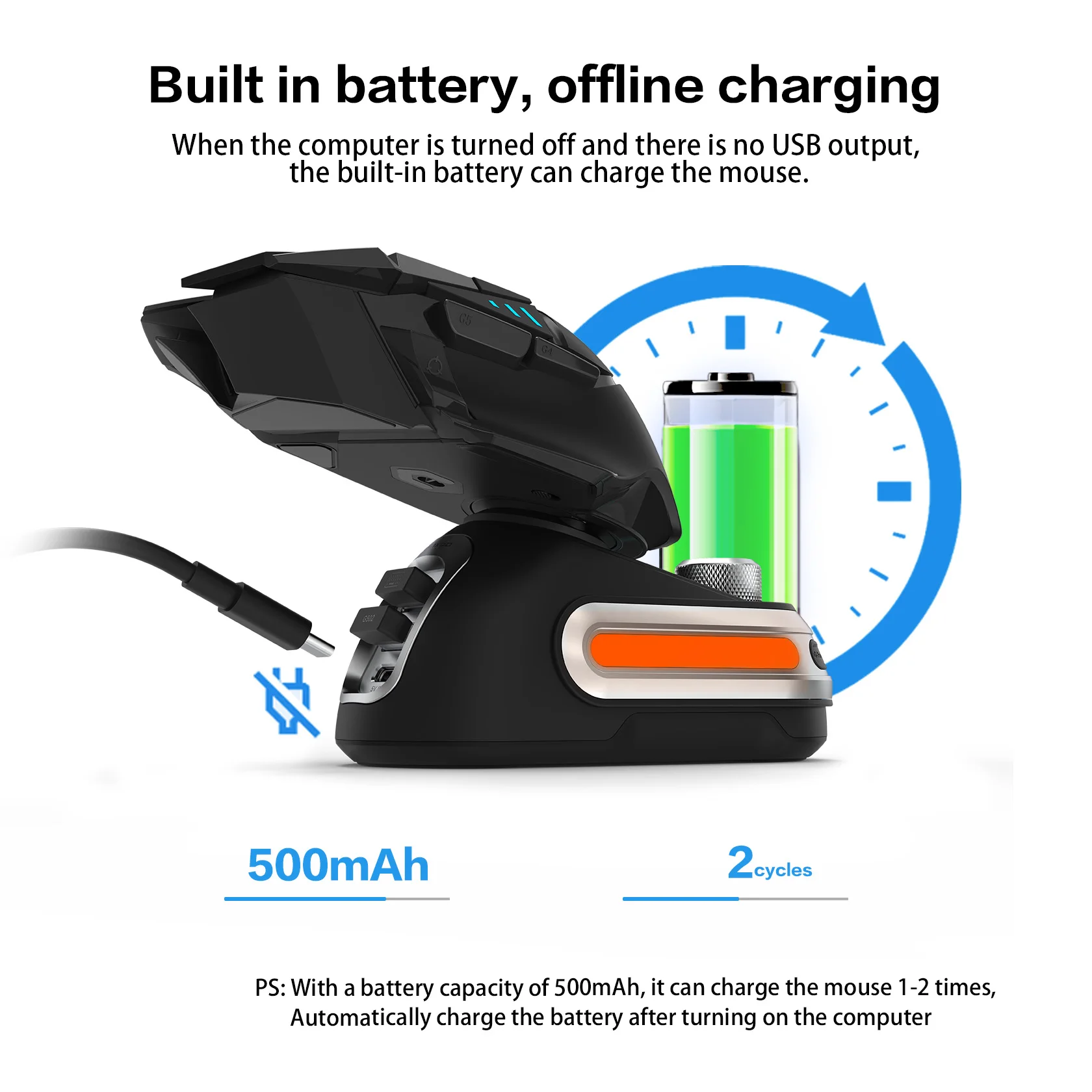 Fanxoo G-Power Mouse Wireless Charging Dock for Logitech G502 G502X Plus GPW G903 with RGB light  computer volume control knob