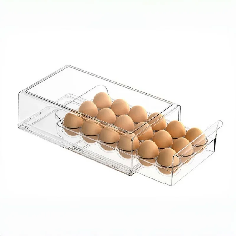 Drawer-type Egg Box Food-Grade Egg Organizer Stackable Fresh-keeping Box Egg Basket Kitchen Fridge 12/18Grid Egg Holder Shelf