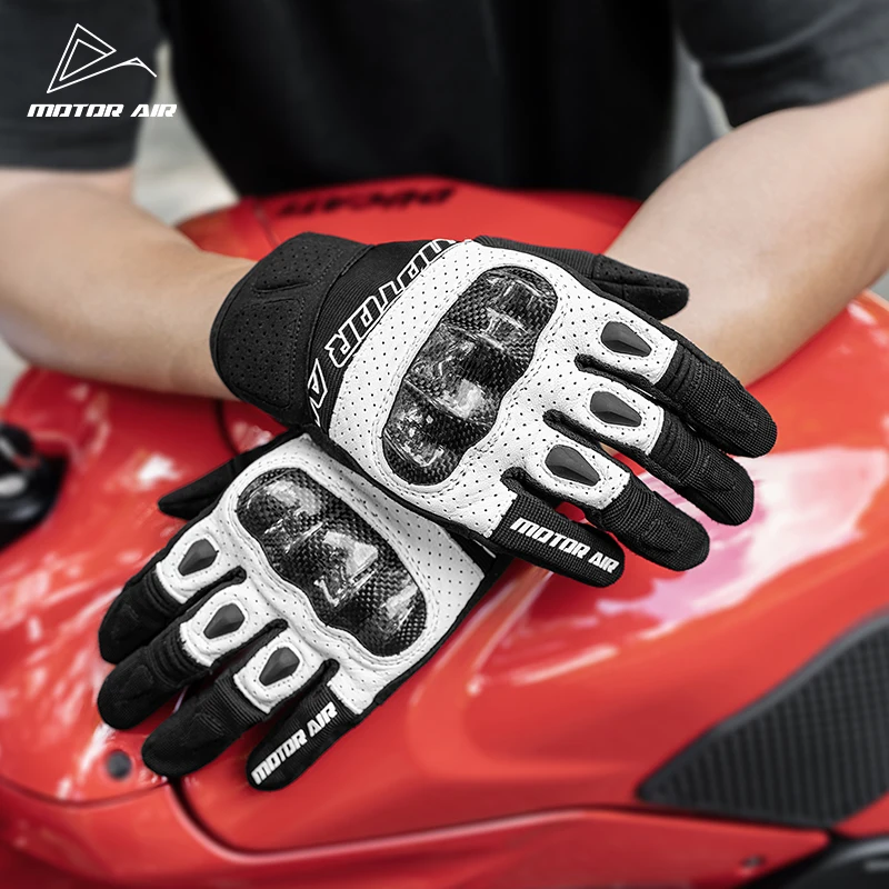 

Motorcycle Gloves Carbon Fiber Protection Summer Breathable Real Goat Leather Non-slip Wear-resistant Riding Gears Accessories