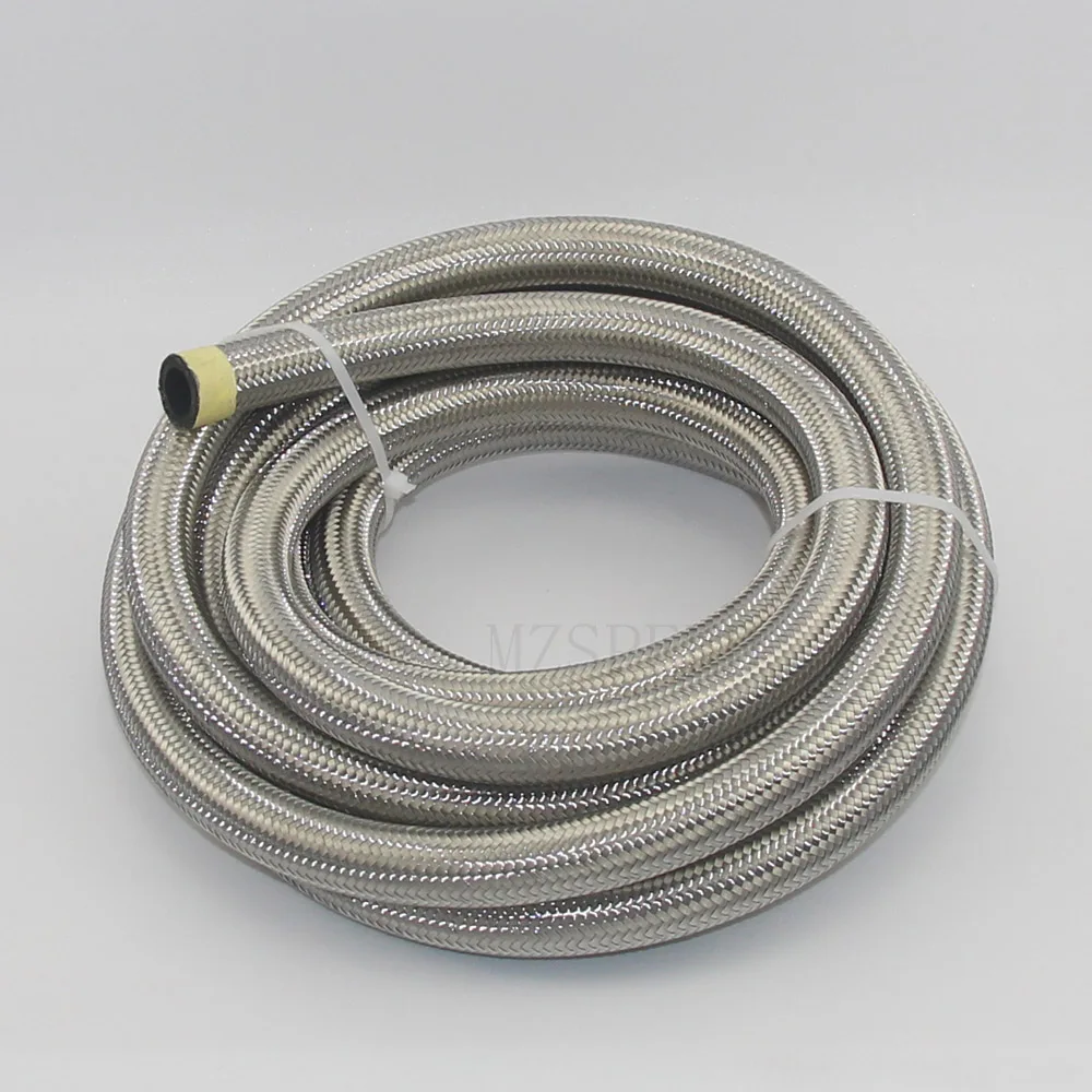 AN4 AN6 AN8 AN10 Fuel Hose Oil Gas Cooler Hose Line Pipe Tube Nylon Stainless Steel Braided Inside CPE Rubber 1M Custom length