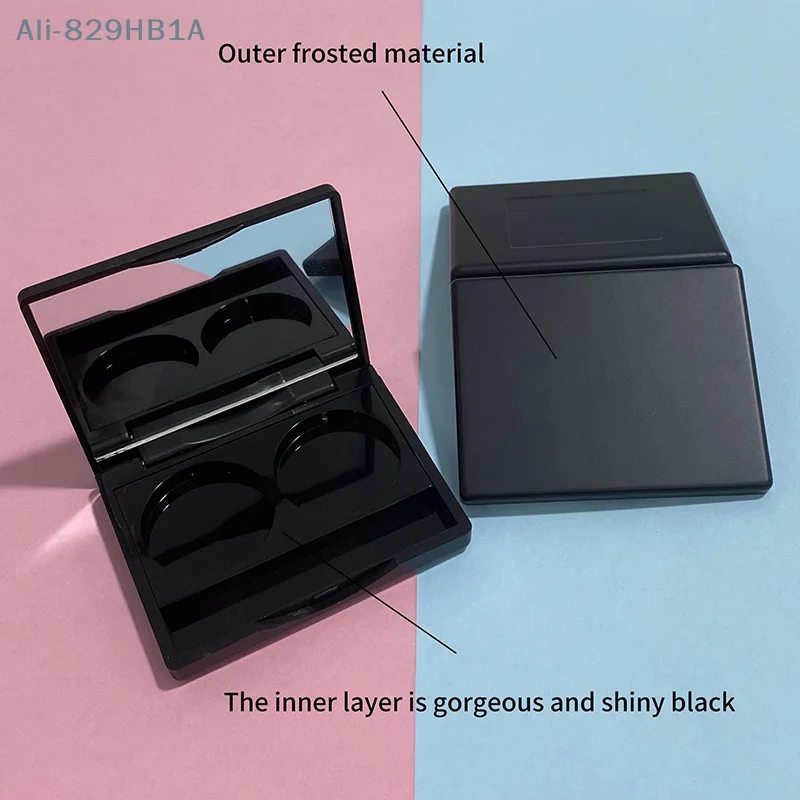 Empty Dual Slot Eyeshadow Palette Blush Box Portable Cosmetic Makeup Case Container With Mirror For Bb Cream Foundation Diy Box