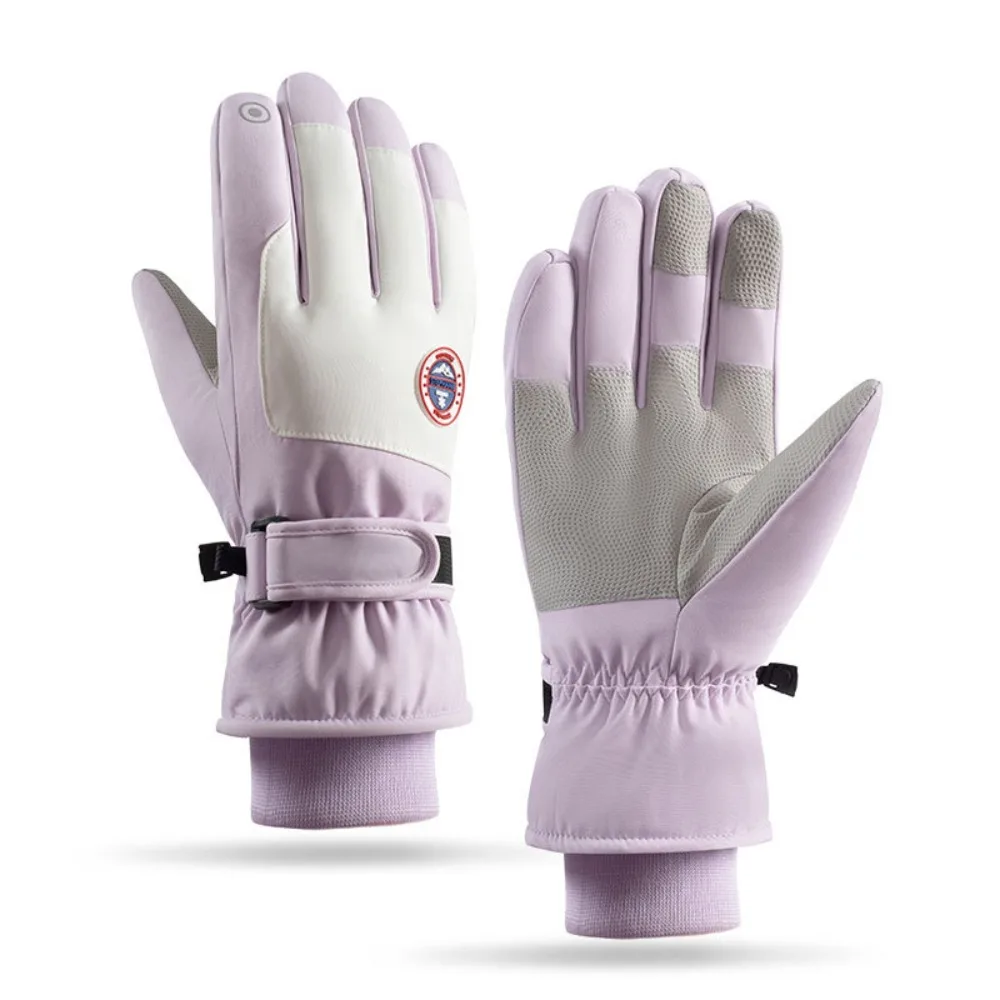 قفازات تزلج للزوجين، مقاومة للبرد في الهواء الطلق، متوافقة مع شاشة اللمس، مقاومة للماء، مقاومة للرياح، مبطنة بالصوف، قفازات دافئة لركوب الدراجات