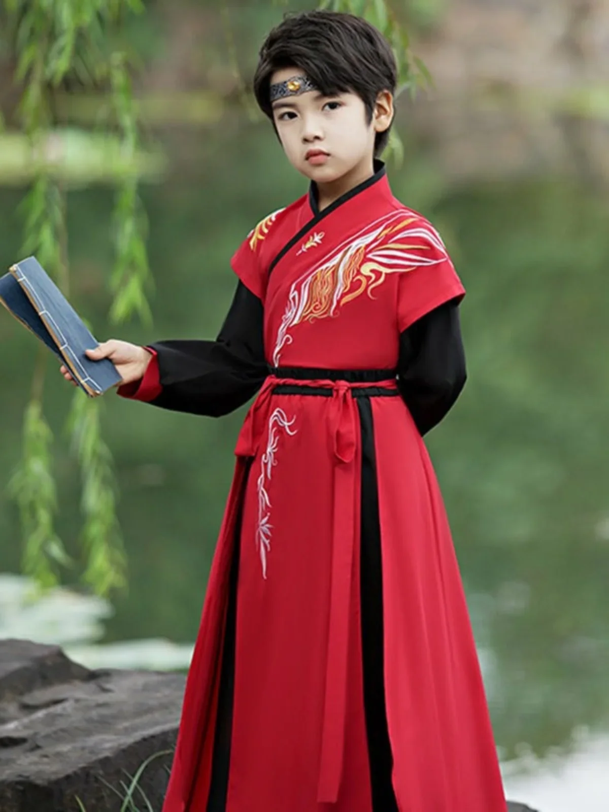 Traje infantil de Hanfu Tang, Traje antigo Tang dos meninos, Traje bonito da Academia Chinesa