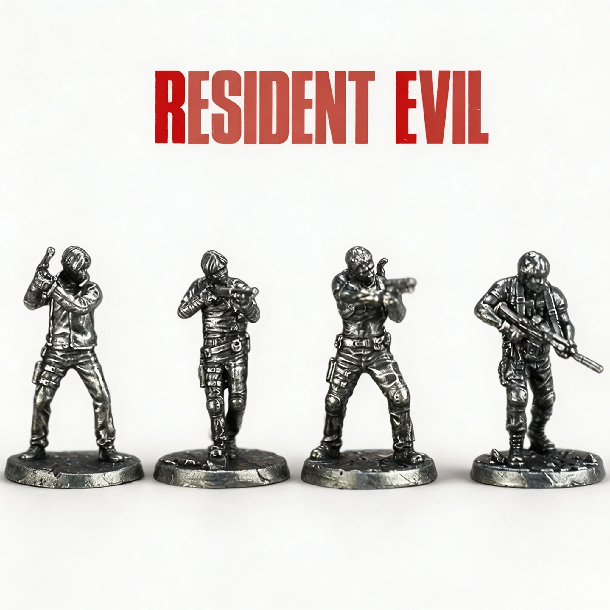 White Copper Alloy Resident Evil Soldier Miniature Figure Toy Desktop Ornament Game Chess Piece Static Display Model