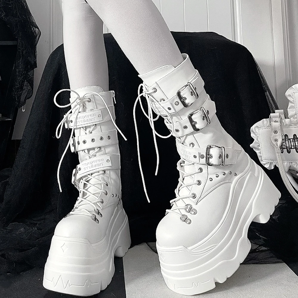 Transferring Student Original Lolita Girl Platform Boots Subculture Platform Mid-calf Boots Japanese-style Sweet Female Boots