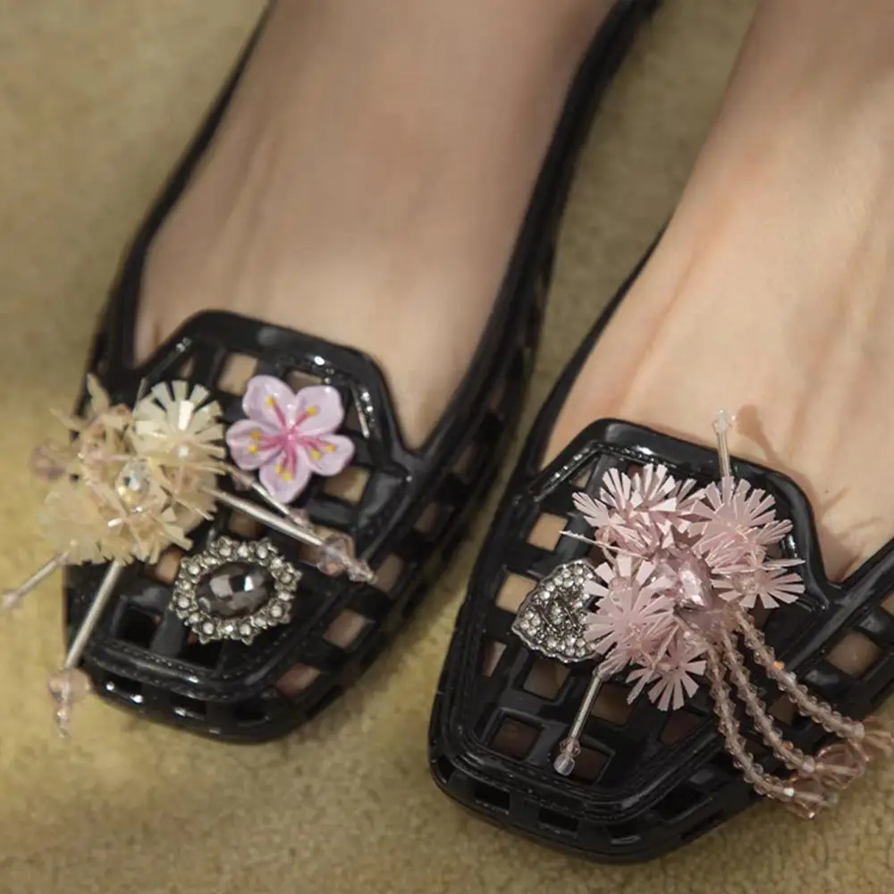 Korean Jelly Shoes Buckles Crystal Shoe Decorations Transparent Tassel Shoe Buckles Unique Design DIY Crystal Fringe Shoe Buckle