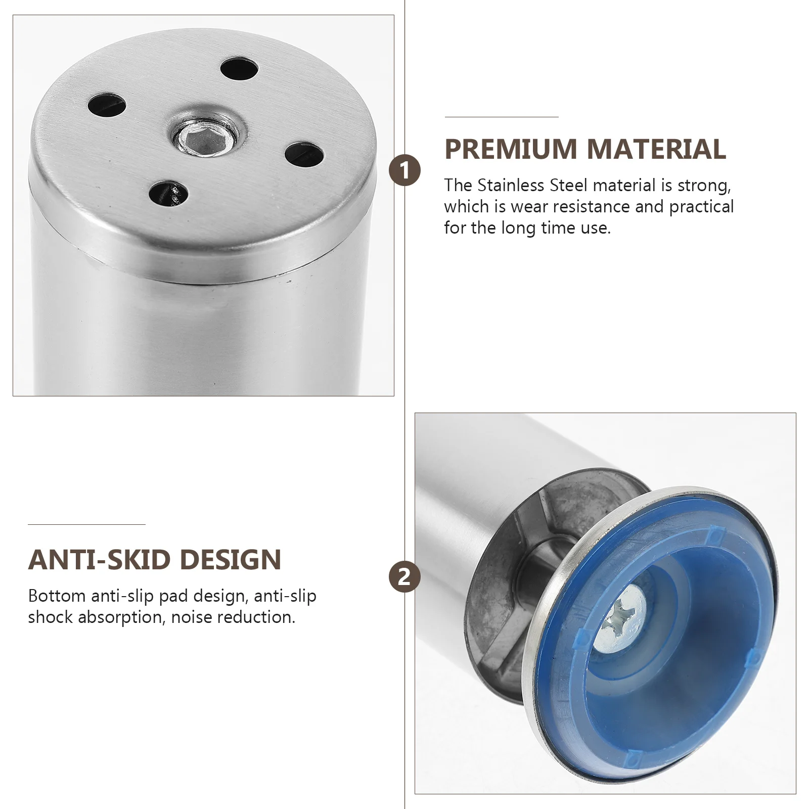 

4Pcs Stainless Steel Adjustable Furniture Feet Legs for Cabinet Table Chair Bookshelf Stand Leveler Corrosion Resistant