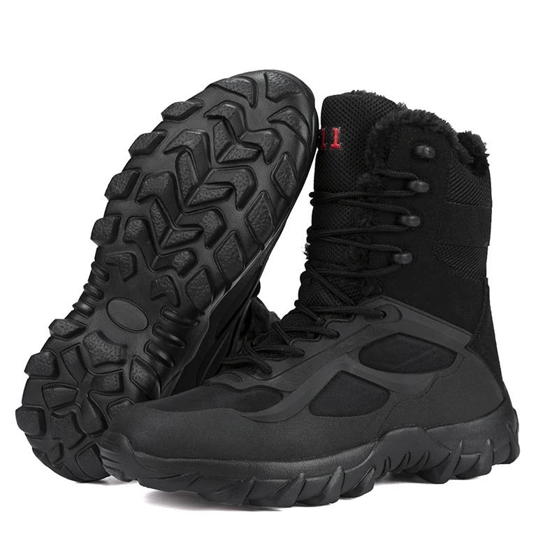 

Men Tactical Boots Military Male Army Shoes Climbing Hiking Shoes Women High Quality Plush Snow Rapid Response Waterproof Warm