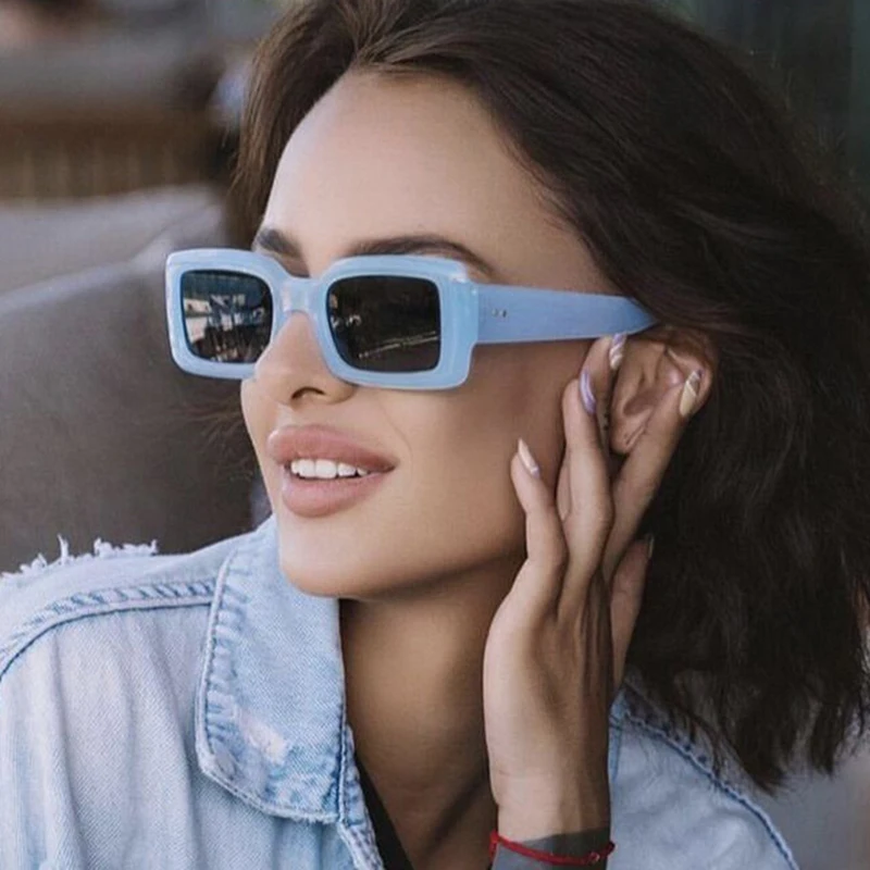 

Trendy Ins Small Square Sunglasses Women Brand Designer Jelly Color Rectangle Outdoor Beach Trip Holiday Eyewear Shades UV400