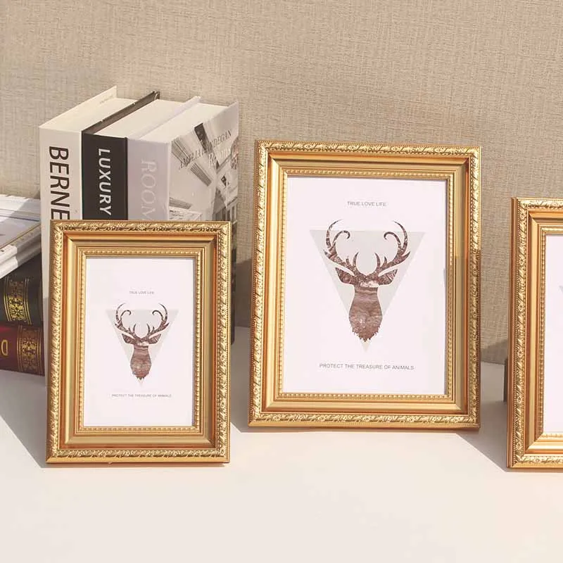 Golden Photo Frame Life Photo Set 5 6 7 8 10 Inch Frame Wall A4 Washable Photos Made Into Photo Frames.