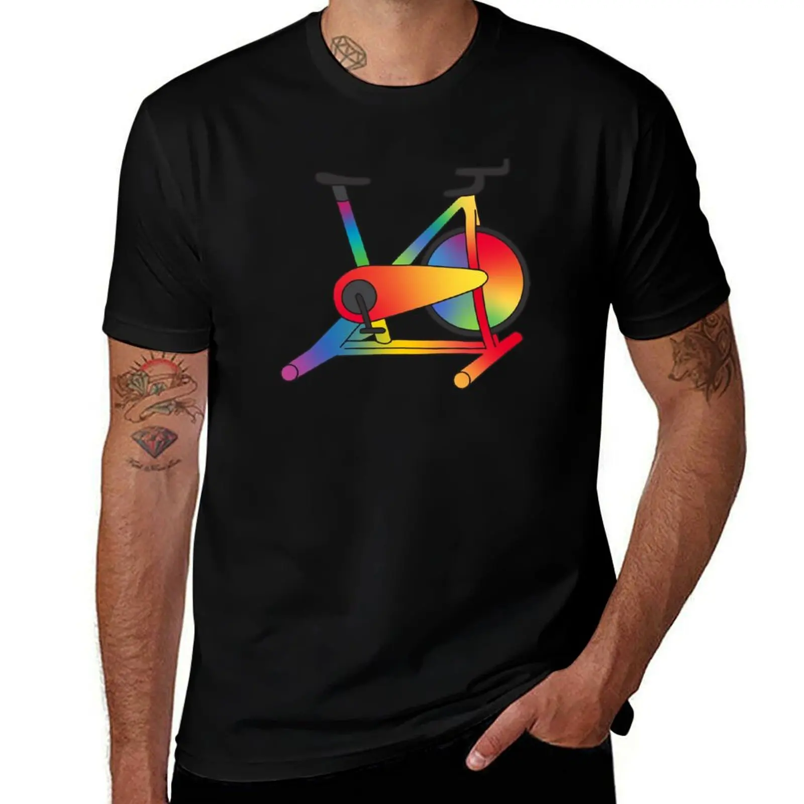 Rainbow Spin Bicycle T-Shirt Minimalist Graphic Tee Shirt T-Shirt