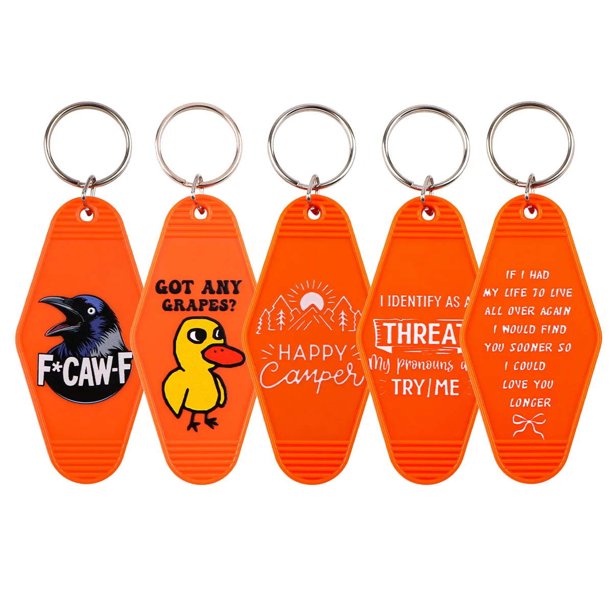 

Orange Series Rhombic Key Tag For Motorcycles Cars Yellow Bird Plastic Keychains Backpack Accessories Fashion Keyring Gifts
