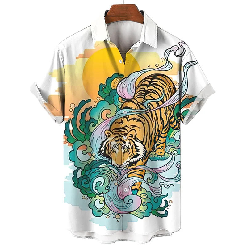 Camicia hawaiana oversize floreale con riserva animale da uomo per uomo abbigliamento immagini stampa vacanza Designer Dazn Fashion New Camisa