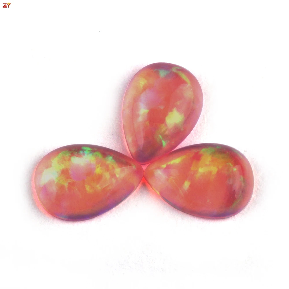 Transparent Coral Pink Multi-Color Light Blue Flat Back Pear Gems Synthetic Jelly Opal Pear Shape Stone for DIY Jewelry