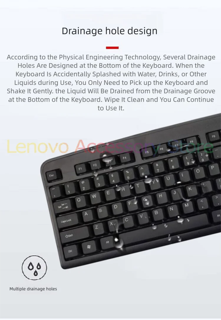 لوحة مفاتيح سلكية Lenovo K4800S بالحجم الكامل 104 مفاتيح قوية ومتينة ومريحة USB لأجهزة الكمبيوتر المحمول والكمبيوتر المحمول Windows7 8 10 MacOS