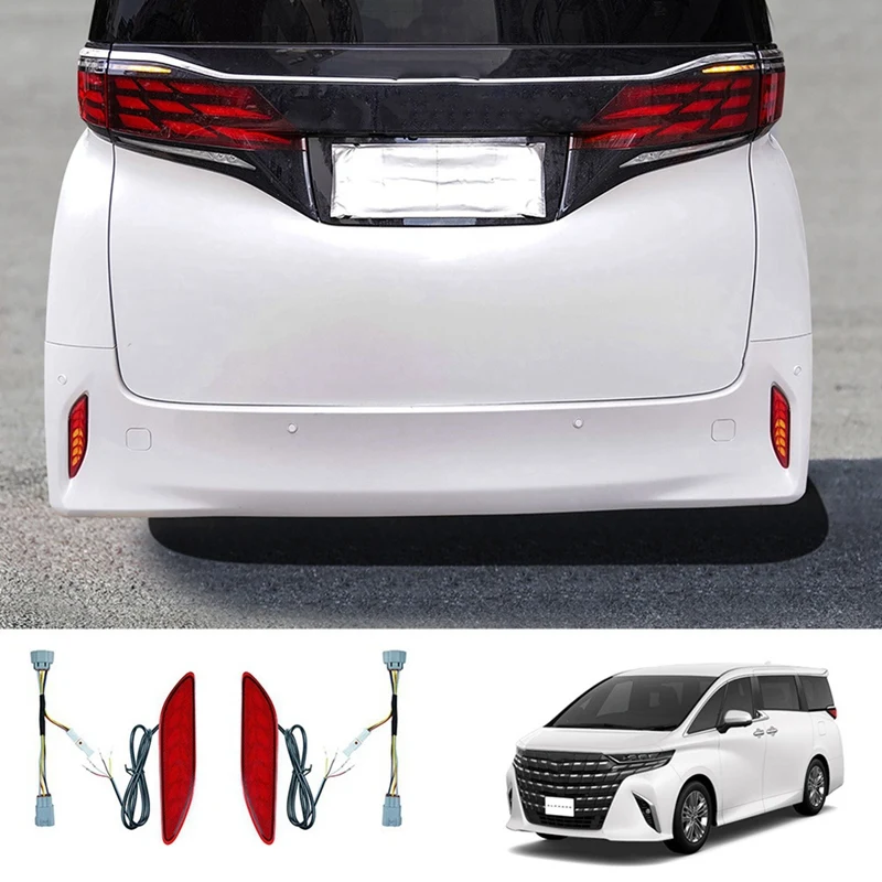 AU04 -Car Rear Bumper Dynamic Taillight Rear Fog Light Reflector Light Brake Light For Toyota ALPHARD 40 Series 2023+