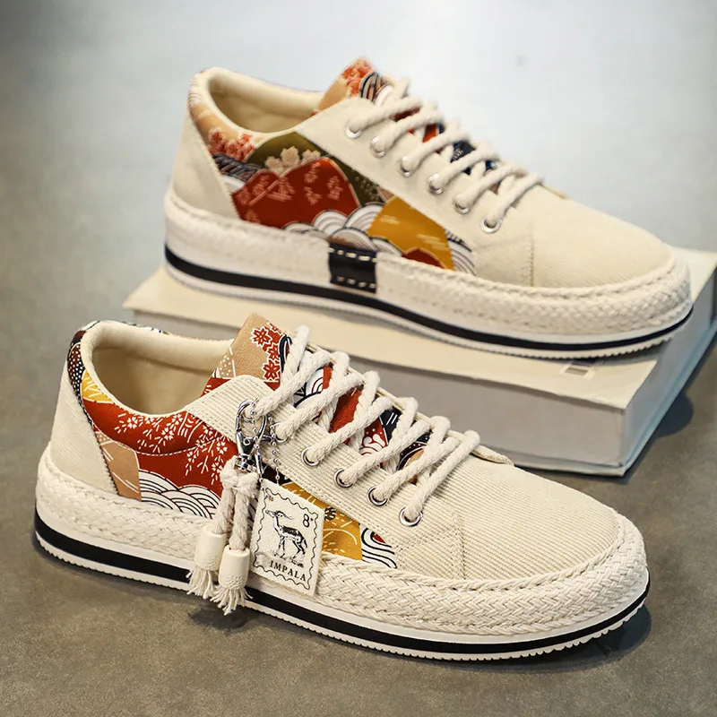 Trend Low-top Canvas Shoes Mens Summer Fashion Trend Platform Sneakers Comfortable Breathable Casual Shoes Zapatos Para hombres