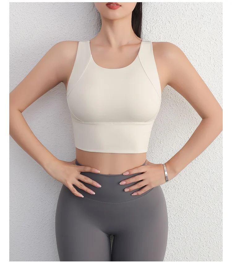 

Women Sport Fixed Chest Pad Bra Female Athleisure Workout Tank Top Ladies Gym Clothes Yoga Sports Wear