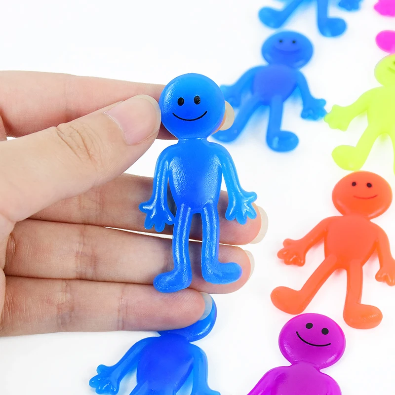 10Pcs Funny Smile Man Sticky Toys Stretchable Gooey Anxiety Relief Toys For Birthday Party Kids Favors Goodie Bag Pinata Fillers