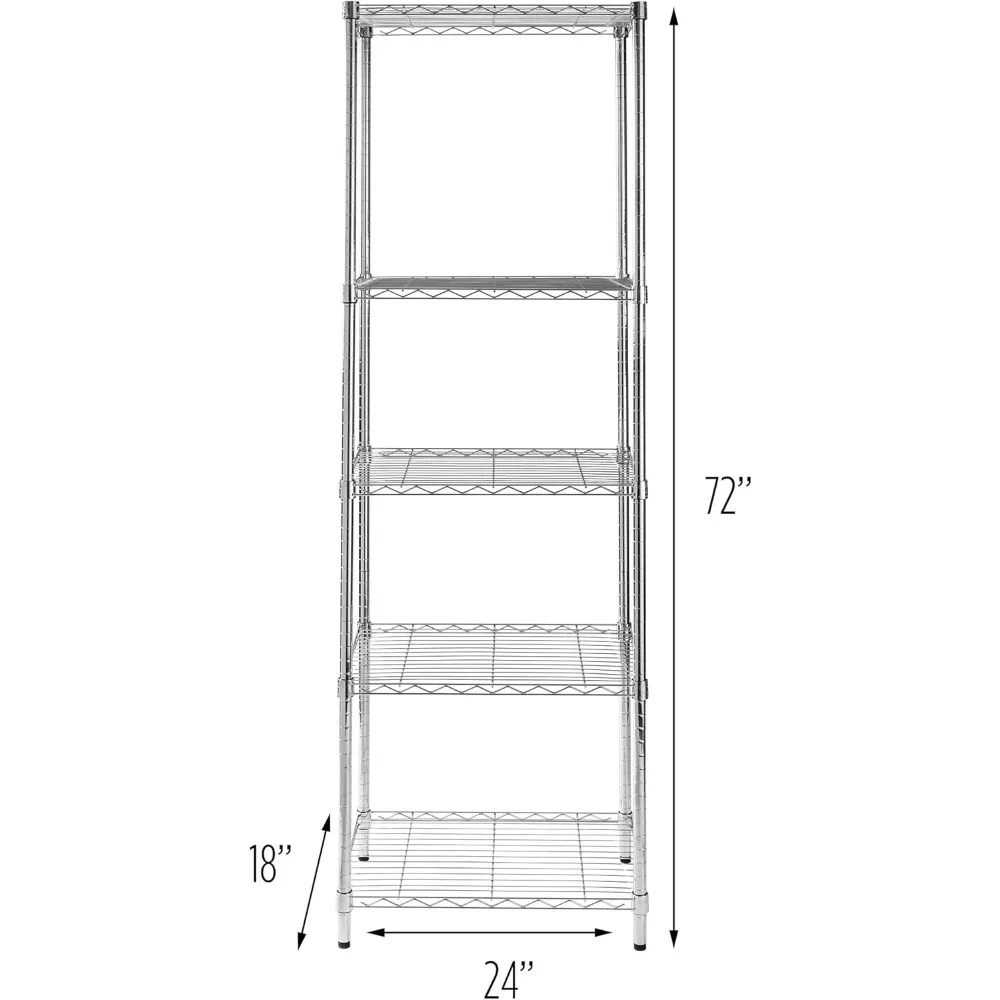 وحدة رفوف كروم مكونة من 5 طبقات من Honey-Can-Do SHF-01054، 250 رطلاً