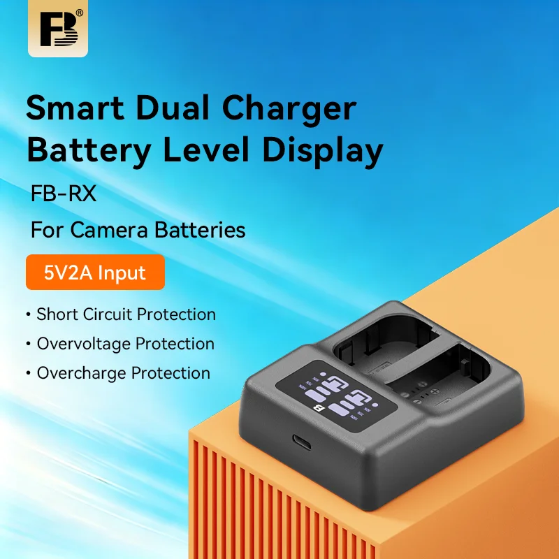 FB LP-E6 Dual Slot USB Charger Fast Charge for Canon 5D4 5D3 6D2 80D R5 R6 | Compatible with LP-E6N/LP-E6NH Battery