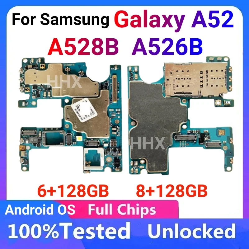 For Samsung Galaxy A52 A526B A528B Unlocked Motherboard Android System 100% Tested Good Working Logic Board Full Chips Mainboard