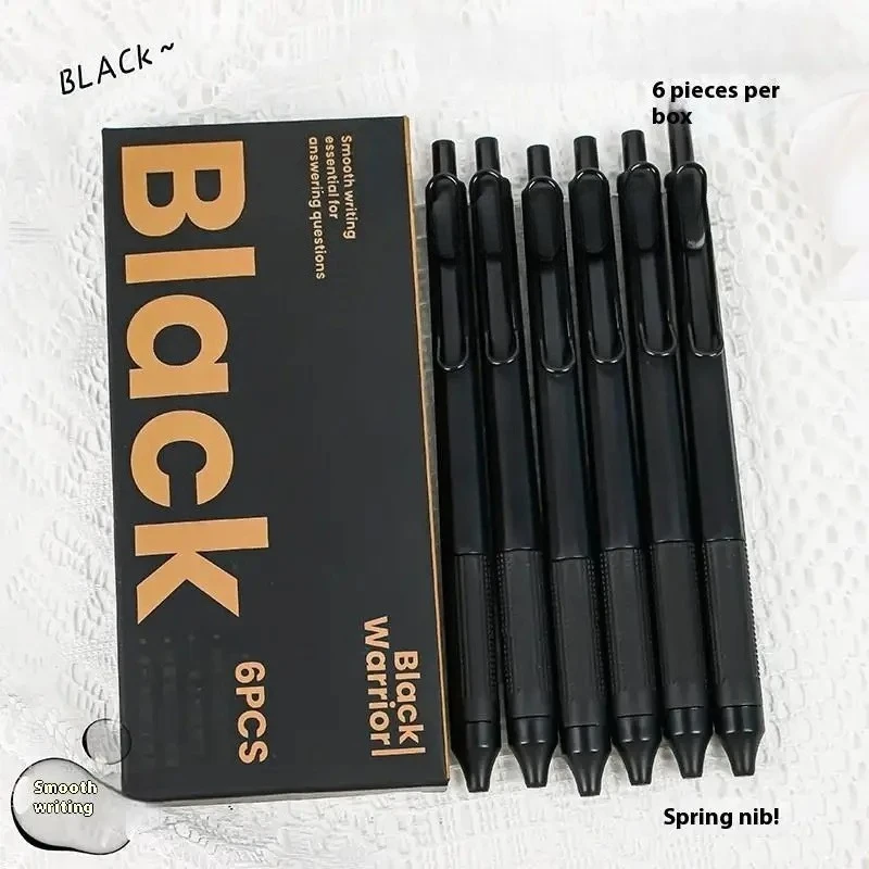 6Pcs Retractable Gel Ink Pens, Quick-Drying No Smudge 0.5mm Black Ink, Silicone Grip ST Tip, Smooth Writing, Non-Toxic view 2