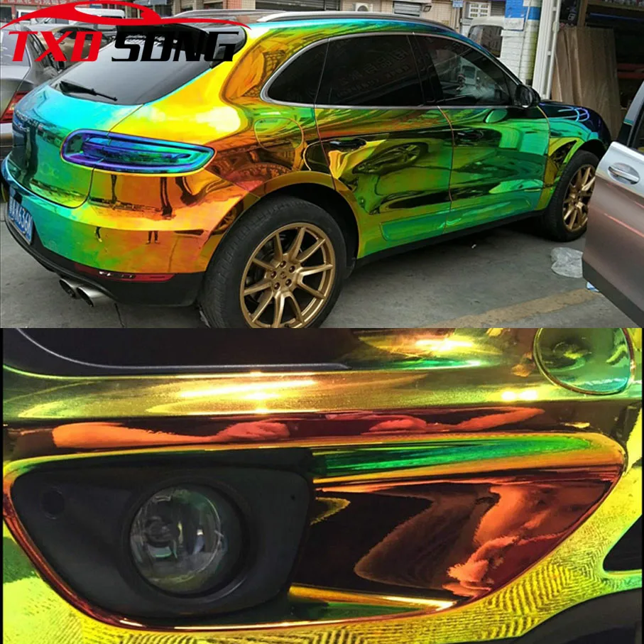 Highest Quality Mystic Chrome Wrapping Film Rainbow Vinyl Wrap Holographic Car Sticker Low Initial Tack Adhesive Various Colors