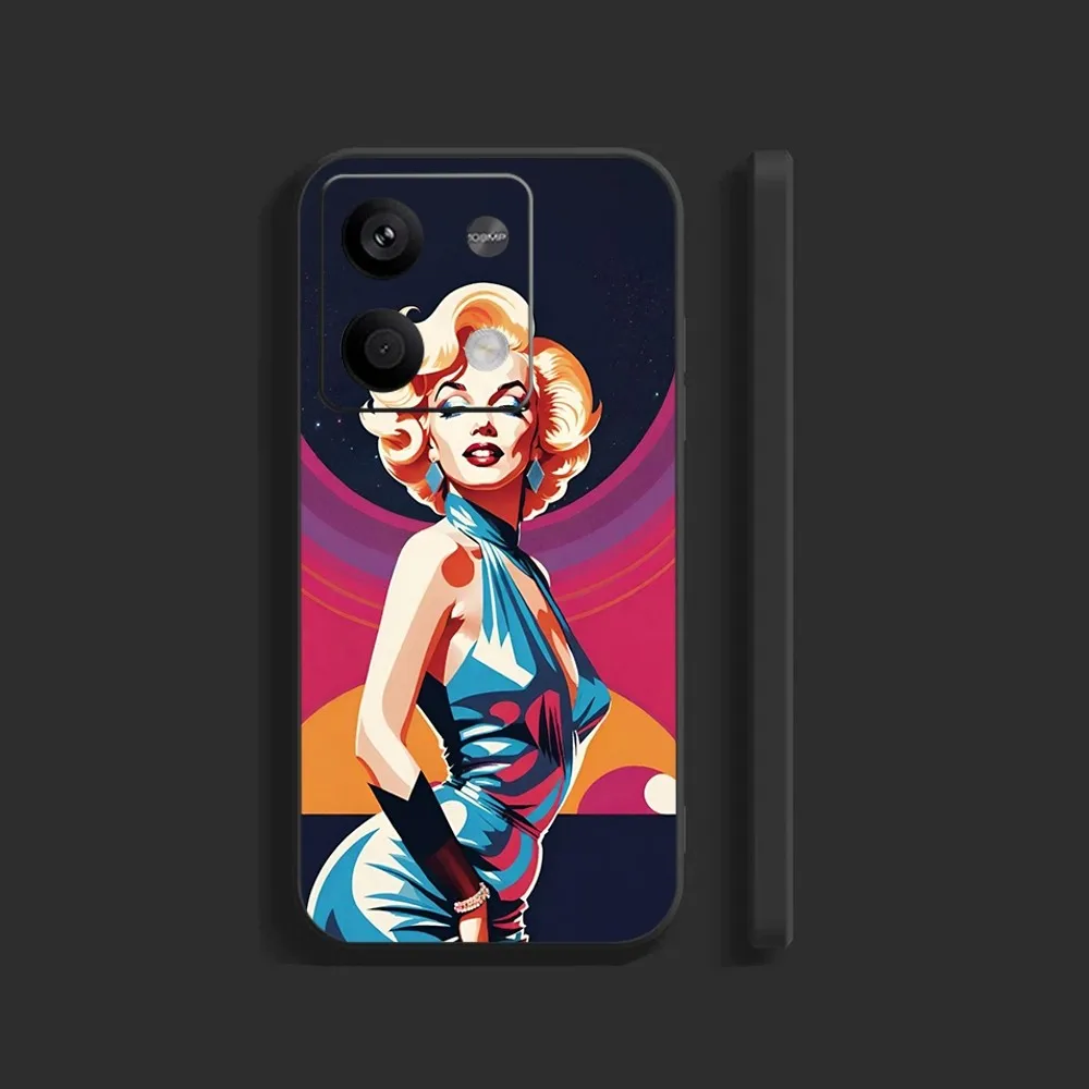 M-Marilyn M-Monroe Phone Case For Xiaomi 11 Redmi Note 11 5G 8T 9A 9 10T Note8Pro Note9 12SUltra Black Case