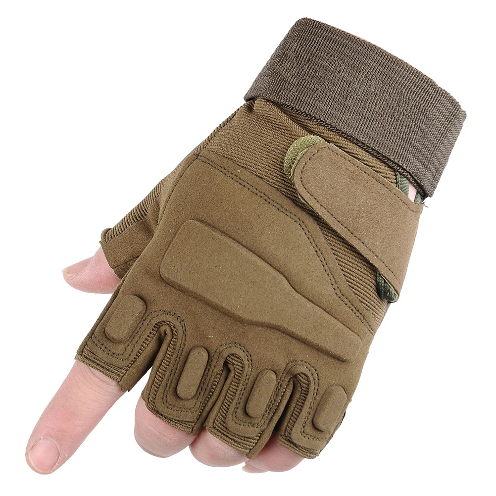 

Fleece Gloves Half Finger Cycling Outdoor Green Shockproof Breathable Bike Fitness
