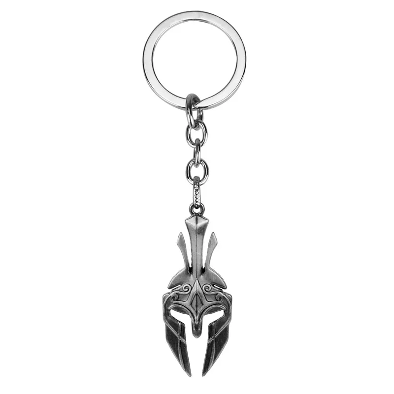 Game Spartan Warrior Keychain Punk Mask Pendant Key Rings Metal Key Holder Cosplay Trinket Gift