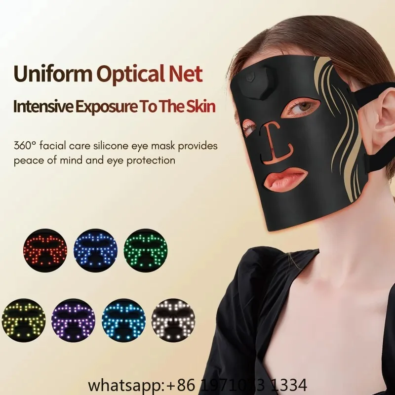 7 Colors Photon Silicone Face LED Mask 3D Facial Beauty Mask Red Light Therapy Skin Care Repair Skin Brightening Wireless Use