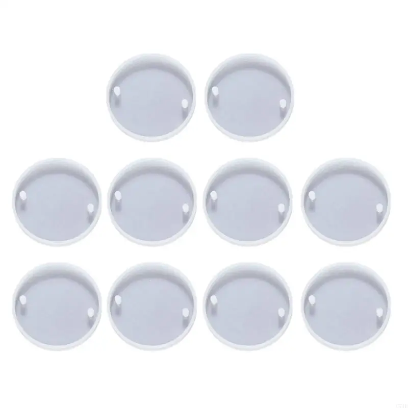 10Pieces Double Hole Silicone Jewelry Molds with Round Pendant Moulds