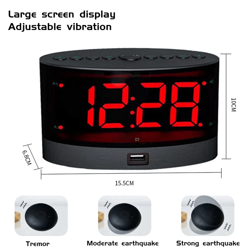 JHD-Extra Loud Alarm Clock With Wireless Bed Shaker,Vibrating Dual Alarm Clock For Heavy Sleepers, Deaf And Hearing-Impaired