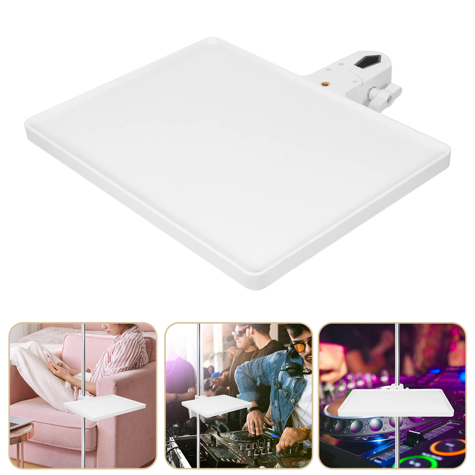 

Adjustable Sound Card Tray For Microphone Stand: Universal Mic Stand Storage Rack With Clamp-On Design For Live Streaming
