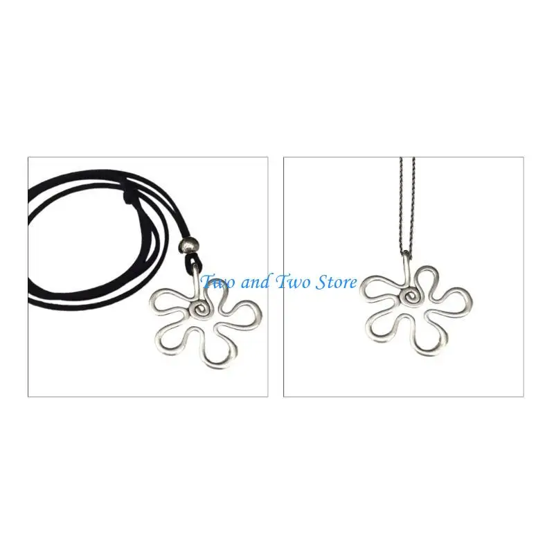 

HX6F Irregular Hollow Flower Pendant Necklace Flower Pendant Necklaces Alloy Material