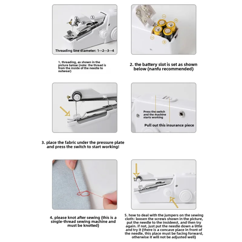 Portable Mini Sewing Machine Handheld Electric Sewing Machine With Bobbin Suitable For Needlework And Manual Work Hand Home Diy