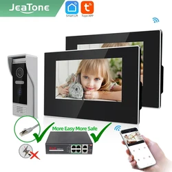 Jeatone-ワイヤレス家庭用アラームシステム,Tuyaスマートフォン,wifi,ビデオドア,夜のインターホン,自動検知,7インチ