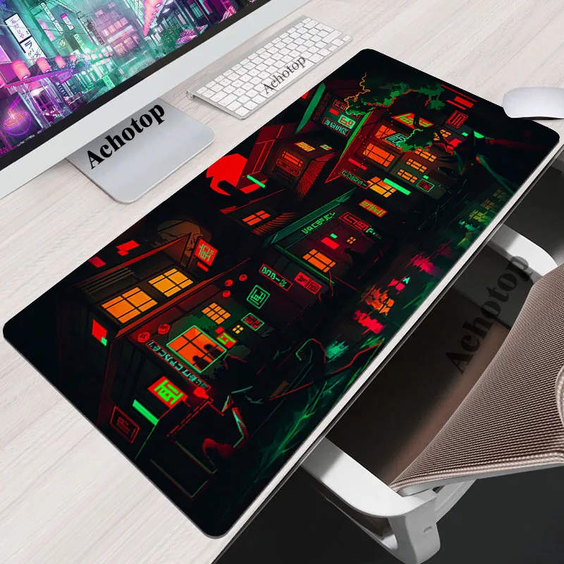 Pixel Art Gaming MousePad XXL Computer Laptop Gamer Extended Mouse Mat Large Anime Mouse Pad PC Keyboard Kawaii Street Desk Mat