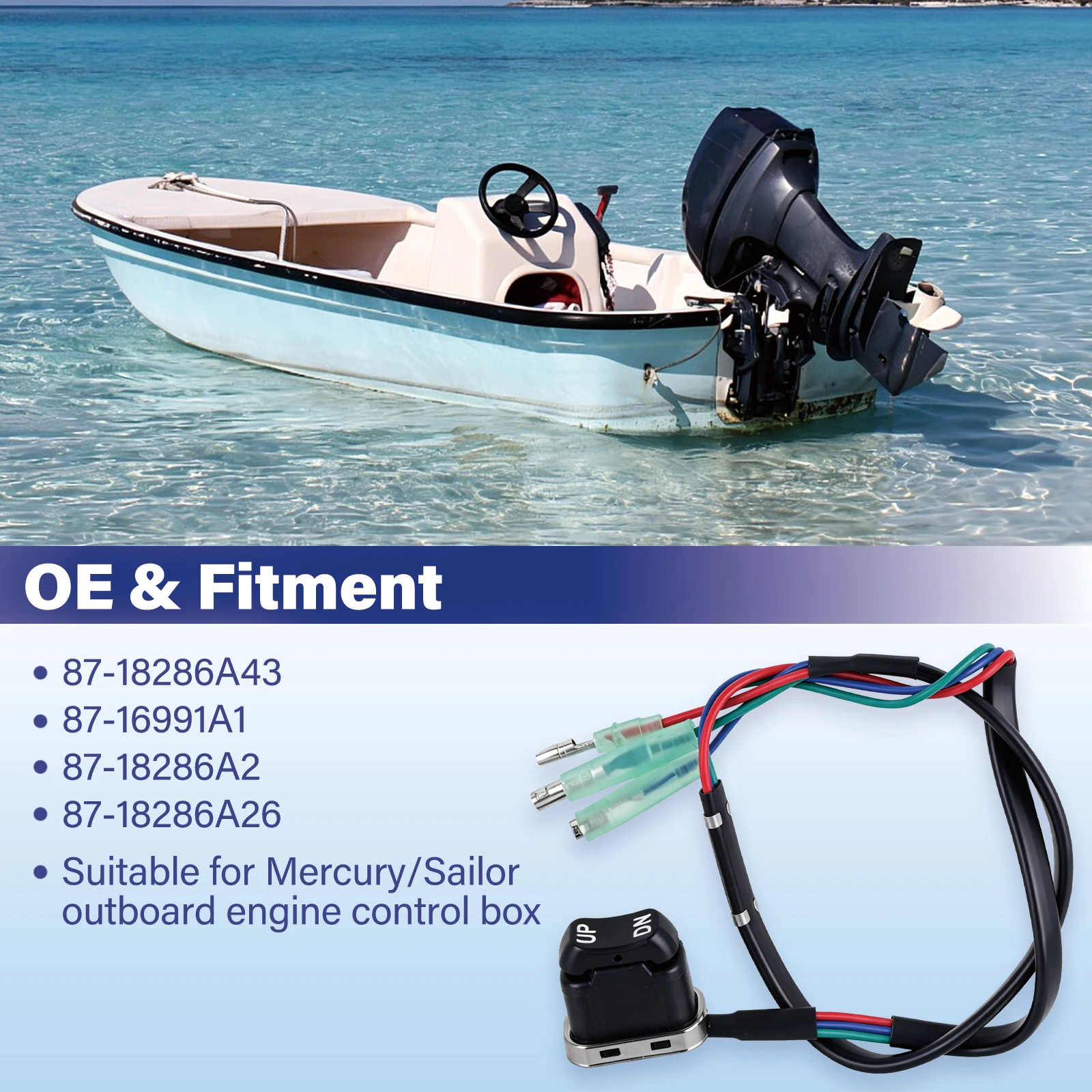 Remote Control Tilt Trim Switch Assembly Up&Down for Mercury Outboard Remote Control Box 87-18286A43 87-18286A2